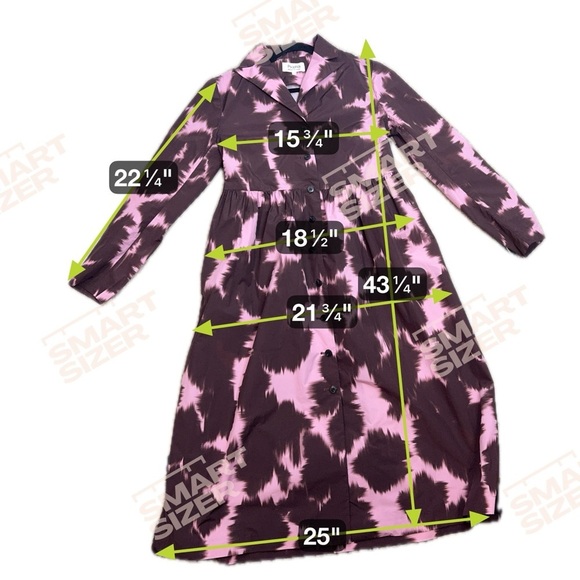 PSOPHIA Printed Taffeta Collared Long Sleeve Dress Brown & Pink w/ Pockets - Picture 7 of 7
